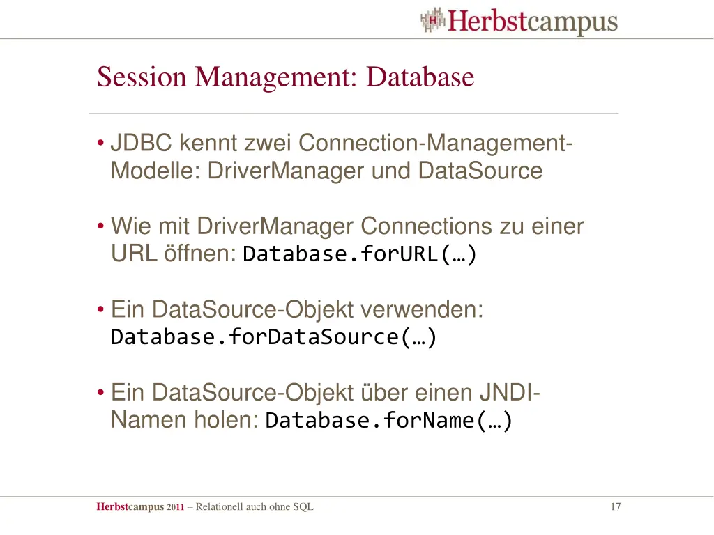session management database