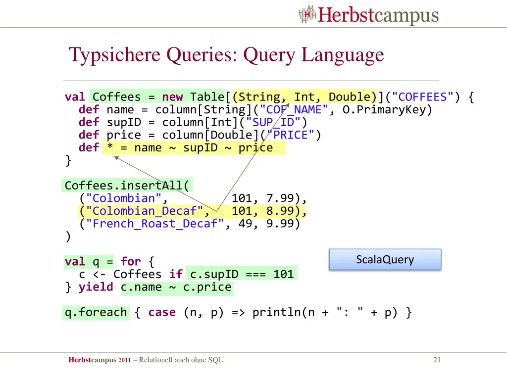 typsichere queries query language