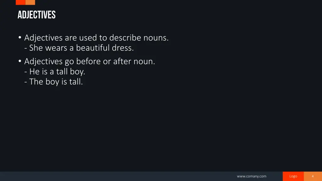 adjectives are used to describe nouns she wears