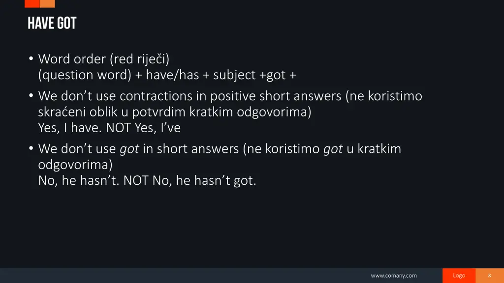 word order red rije i question word have