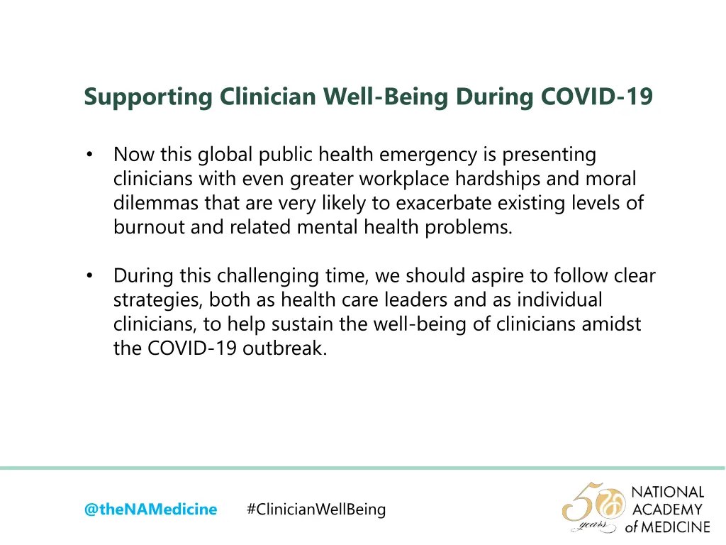 supporting clinician well being during covid 19 1