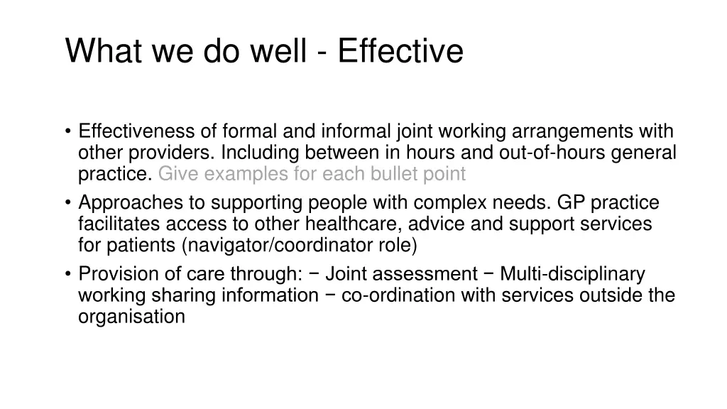 what we do well effective 3