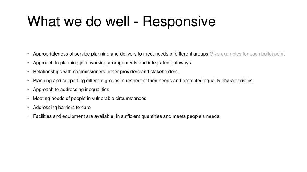 what we do well responsive