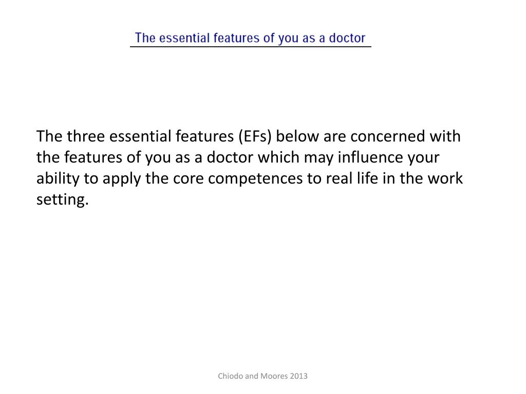 the three essential features efs below