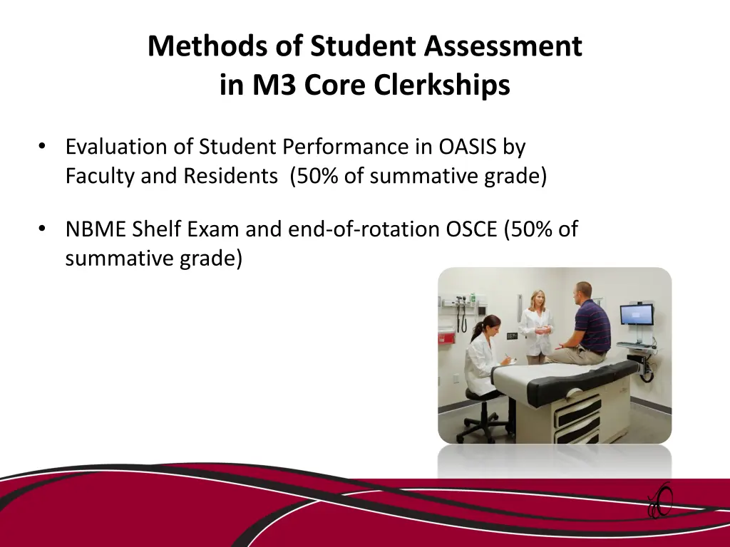 methods of student assessment in m3 core