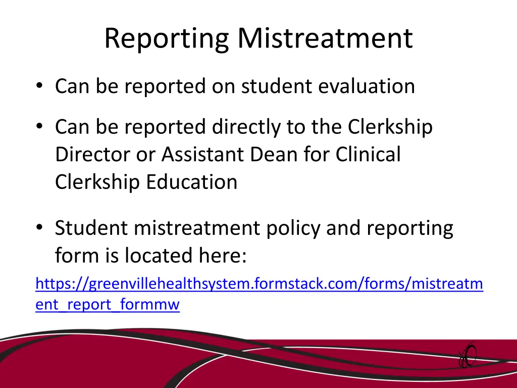 reporting mistreatment