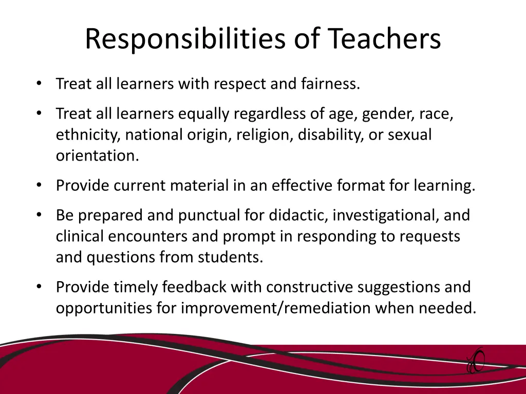 responsibilities of teachers