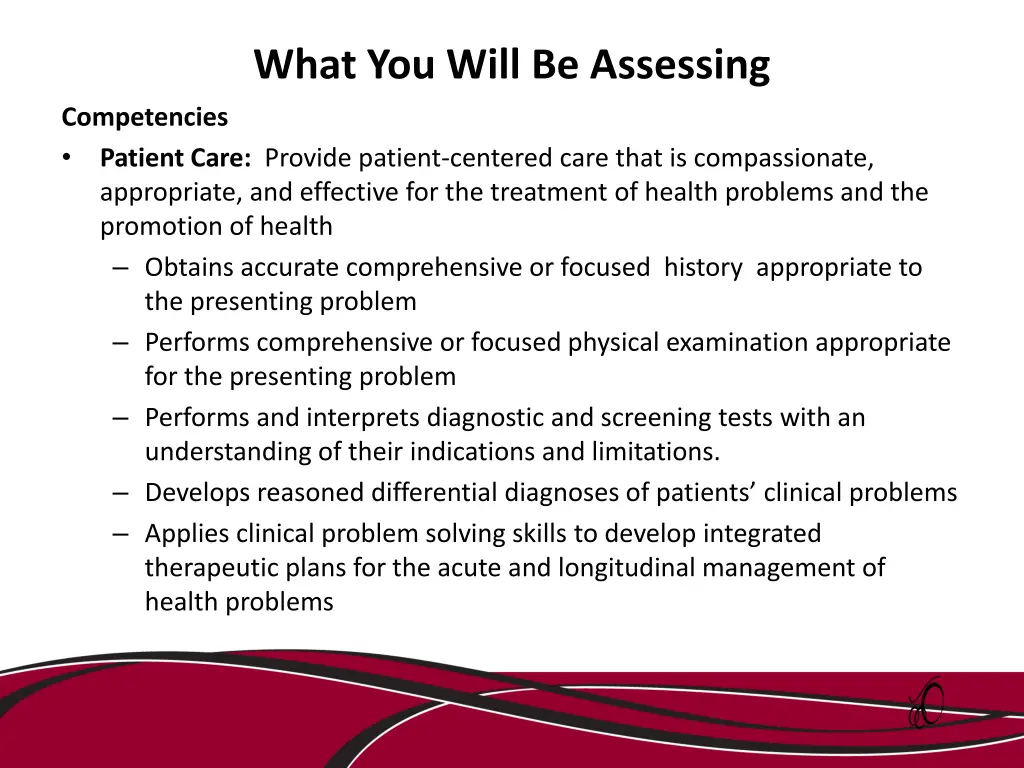 what you will be assessing 1