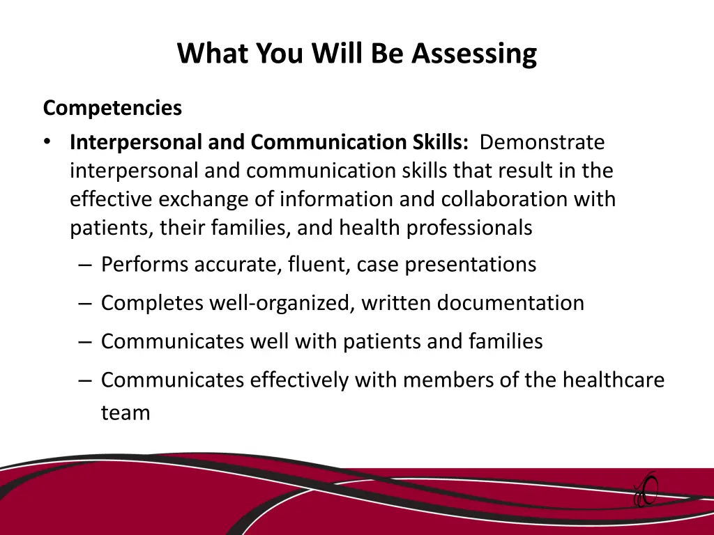 what you will be assessing 3