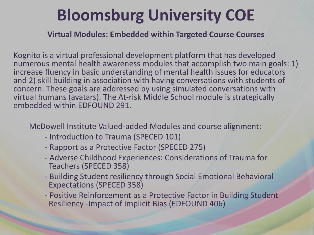 bloomsburg university coe 2