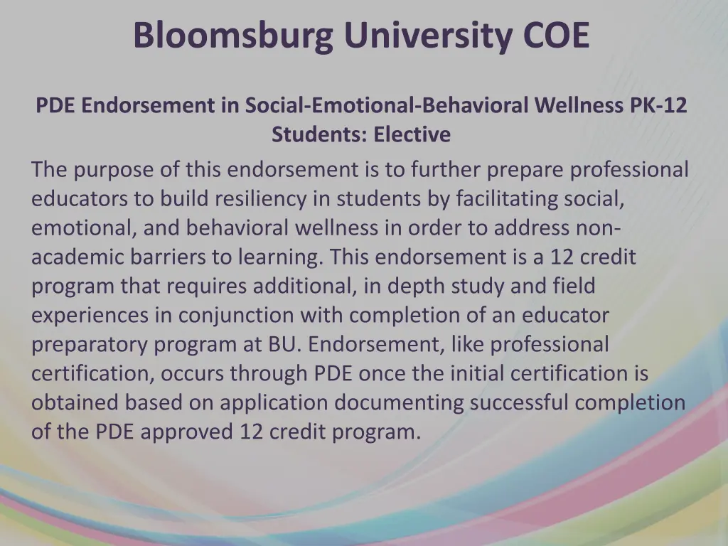 bloomsburg university coe 3