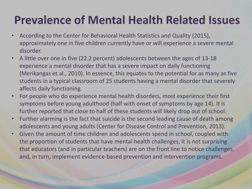 prevalence of mental health related issues