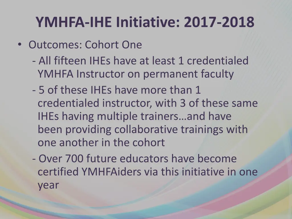 ymhfa ihe initiative 2017 2018 2