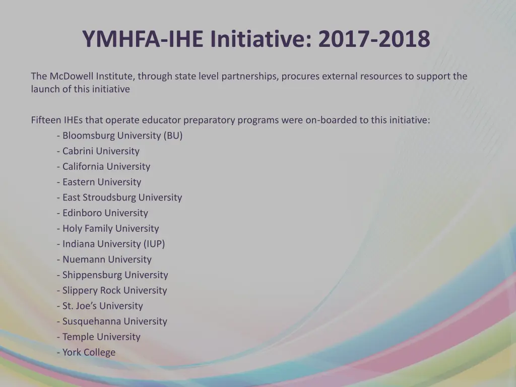 ymhfa ihe initiative 2017 2018