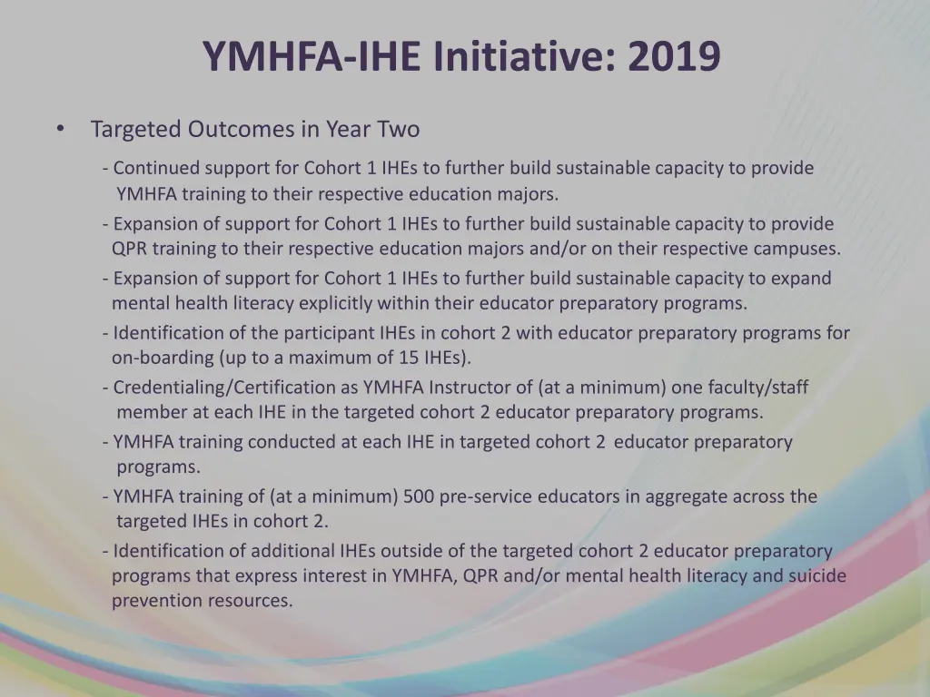 ymhfa ihe initiative 2019