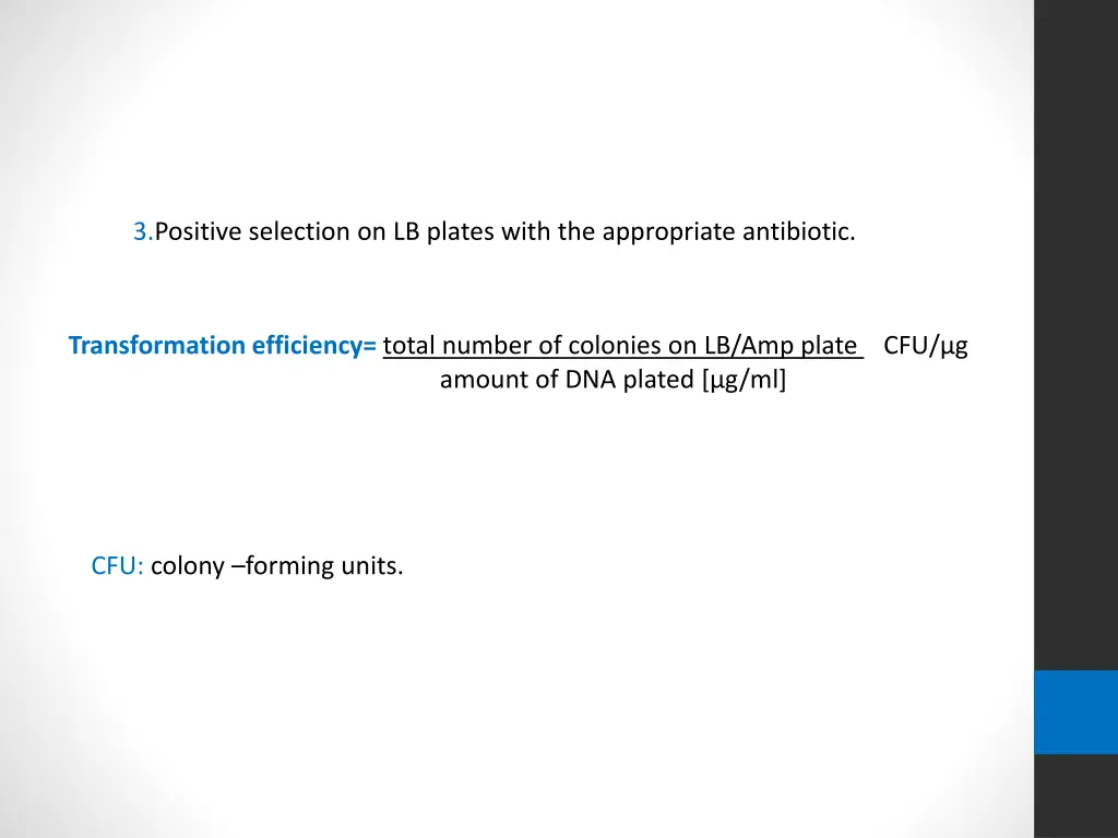 3 positive selection on lb plates with