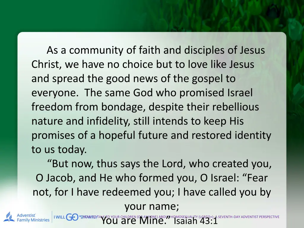as a community of faith and disciples of jesus