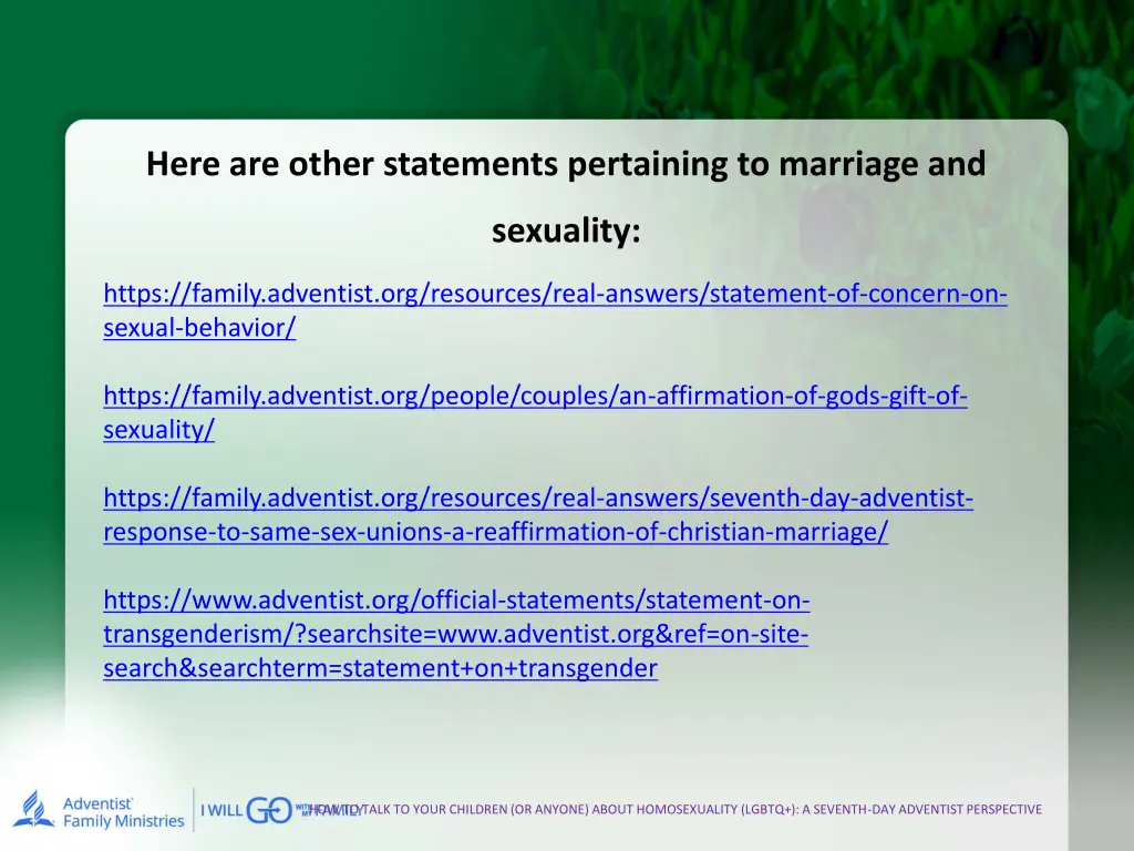 here are other statements pertaining to marriage