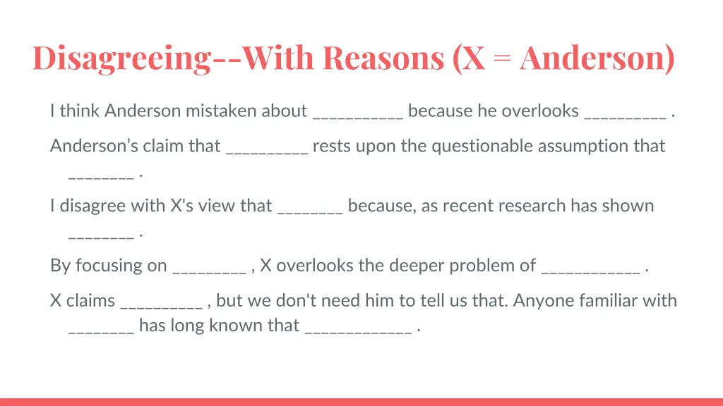 disagreeing with reasons x anderson
