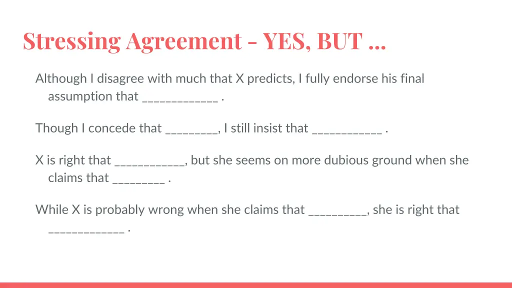 stressing agreement yes but