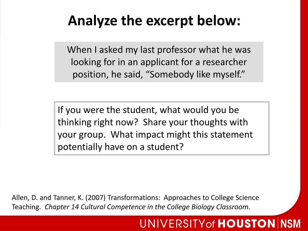 analyze the excerpt below