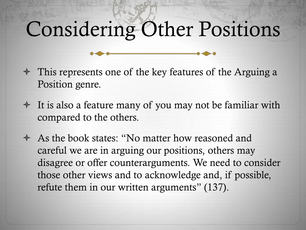 considering other positions