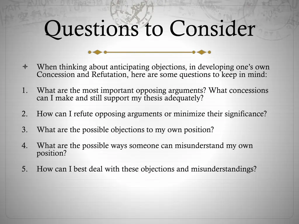questions to consider