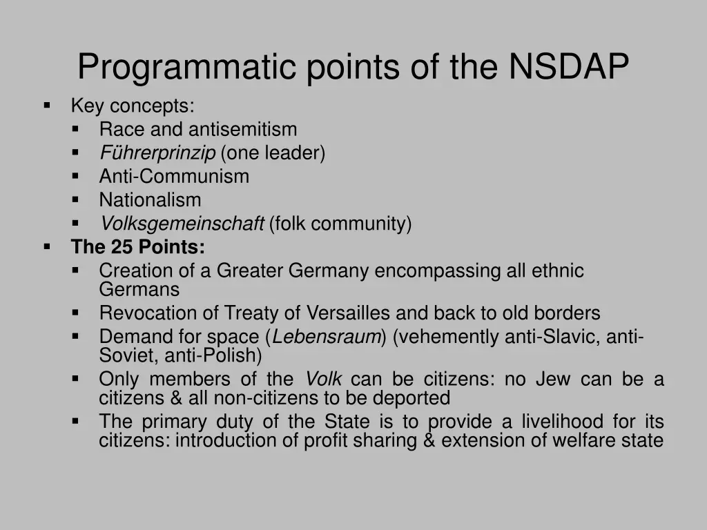 programmatic points of the nsdap key concepts