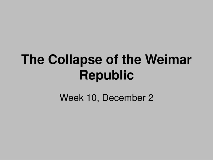 the collapse of the weimar republic