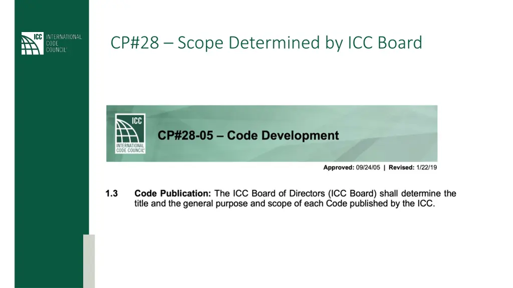 cp 28 scope determined by icc board