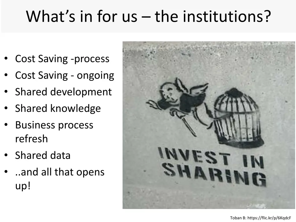 what s in for us the institutions