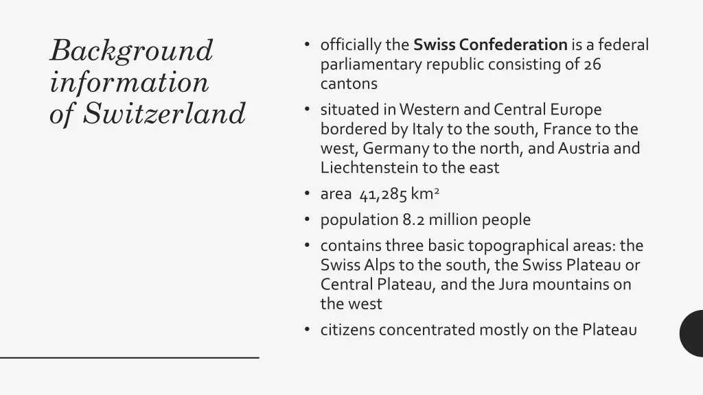 background information of switzerland