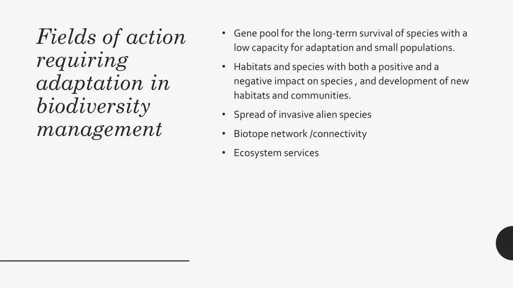 fields of action requiring adaptation 2