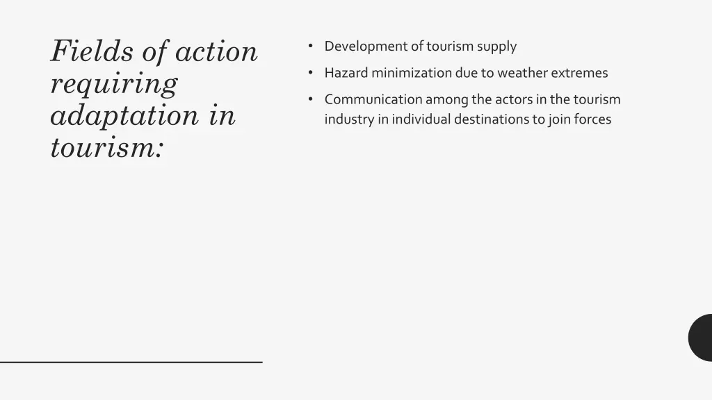 fields of action requiring adaptation in tourism