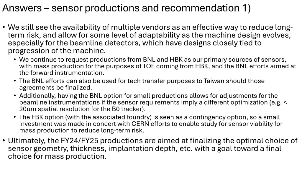 answers sensor productions and recommendation 1