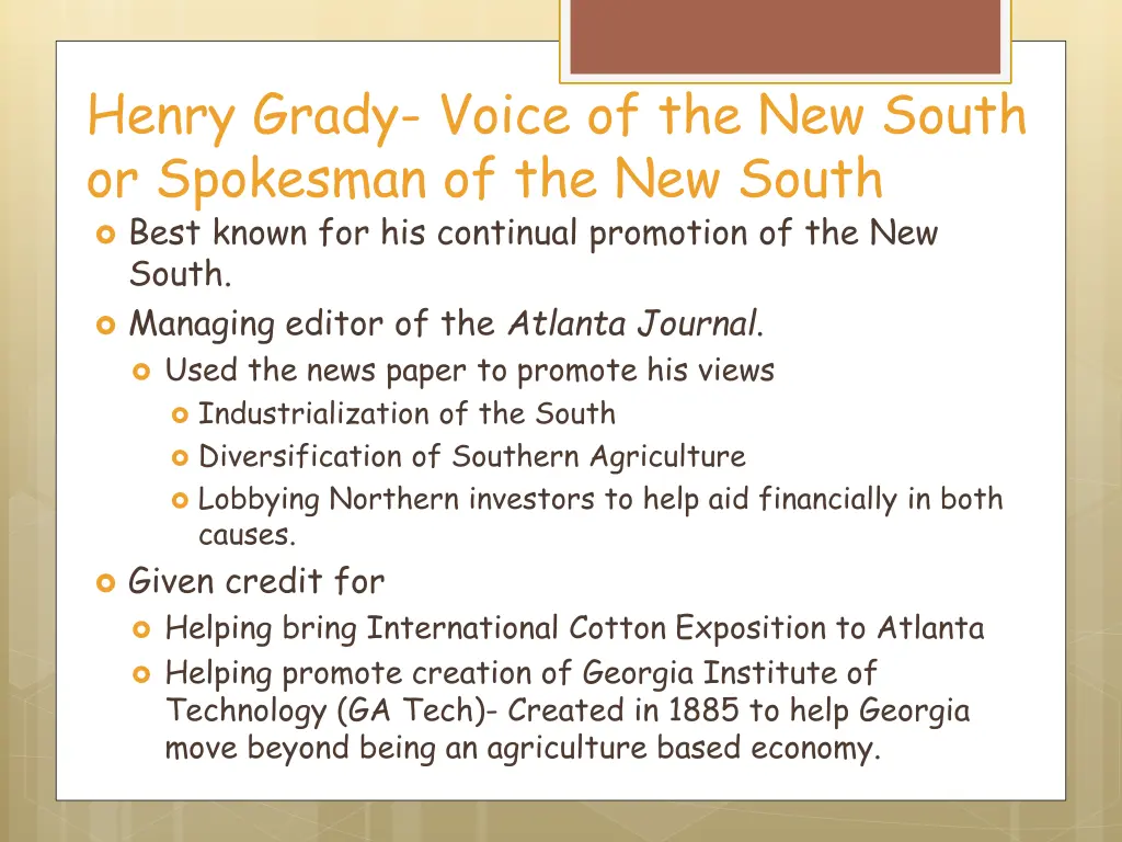 henry grady voice of the new south or spokesman