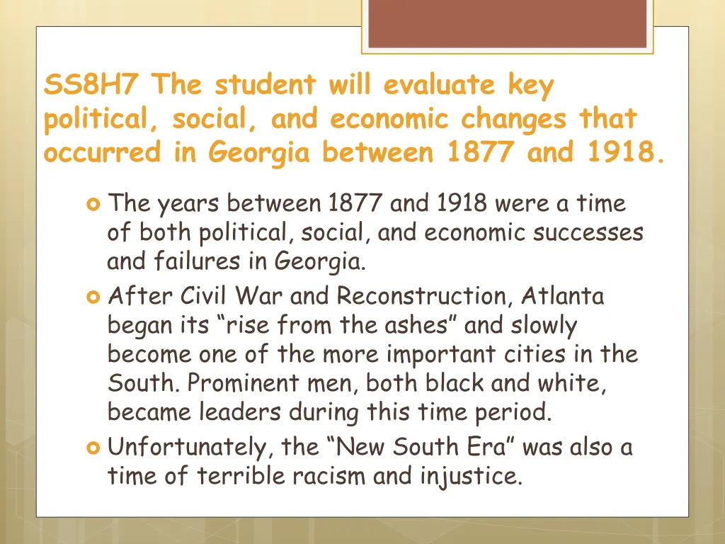 ss8h7 the student will evaluate key political