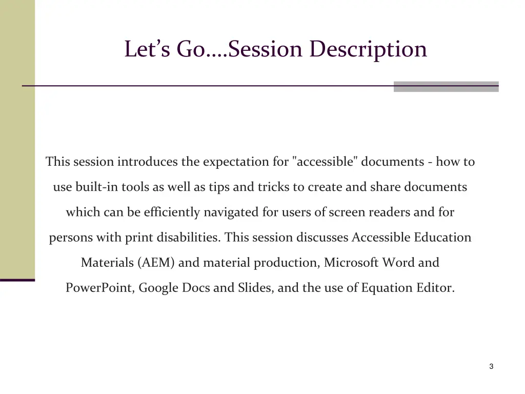 let s go session description
