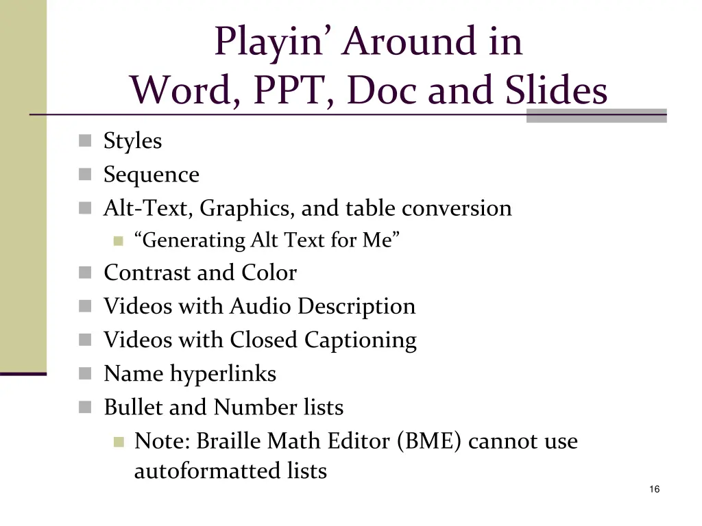 playin around in word ppt doc and slides