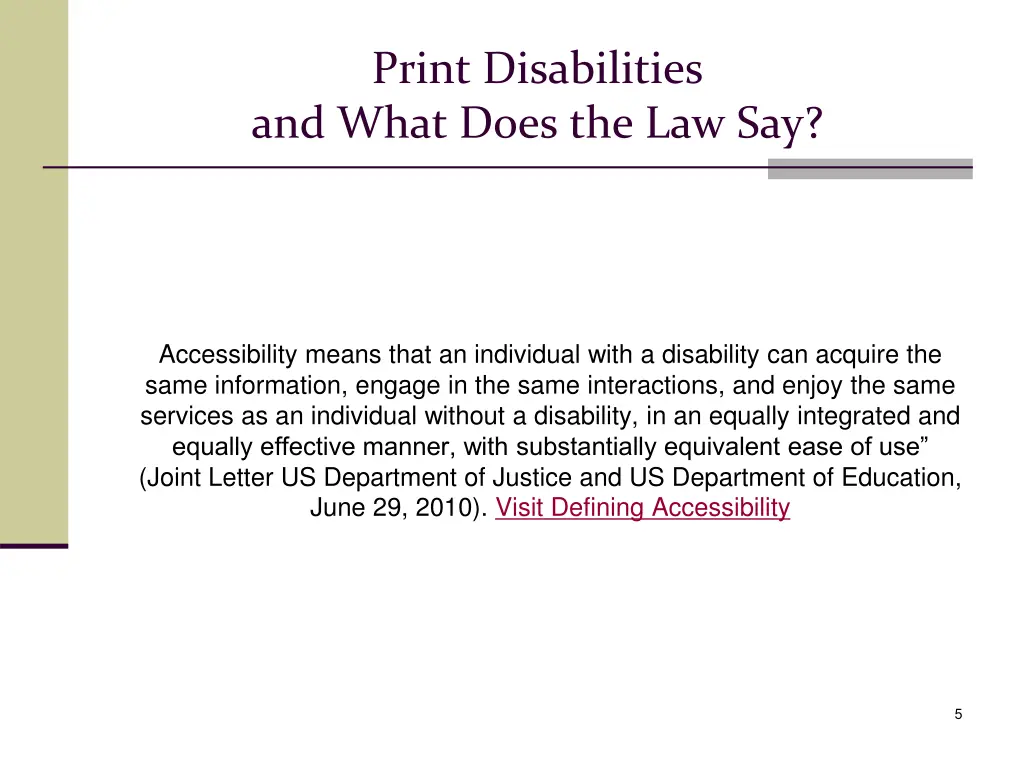 print disabilities and what does the law say