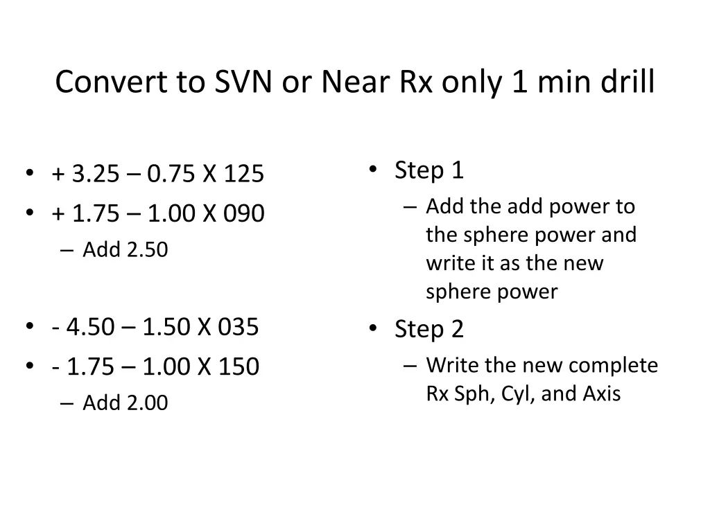 convert to svn or near rx only 1 min drill