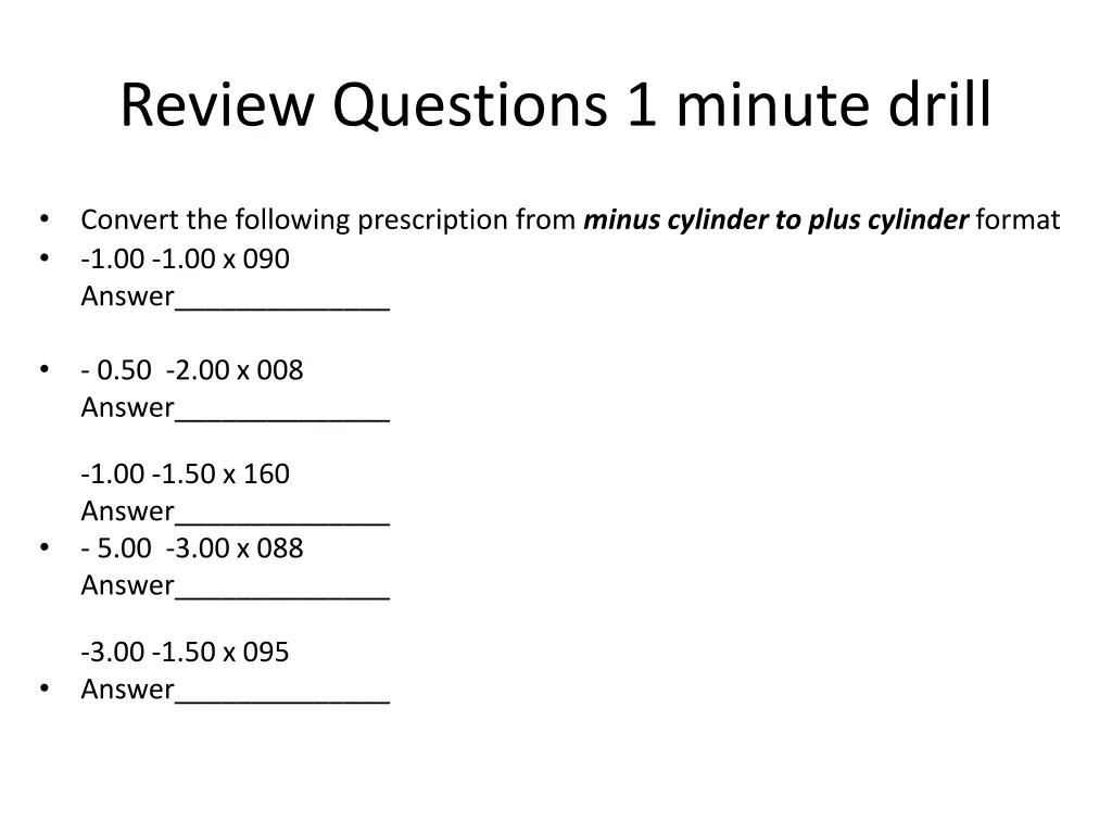 review questions 1 minute drill 1