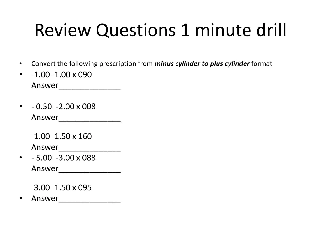 review questions 1 minute drill 3