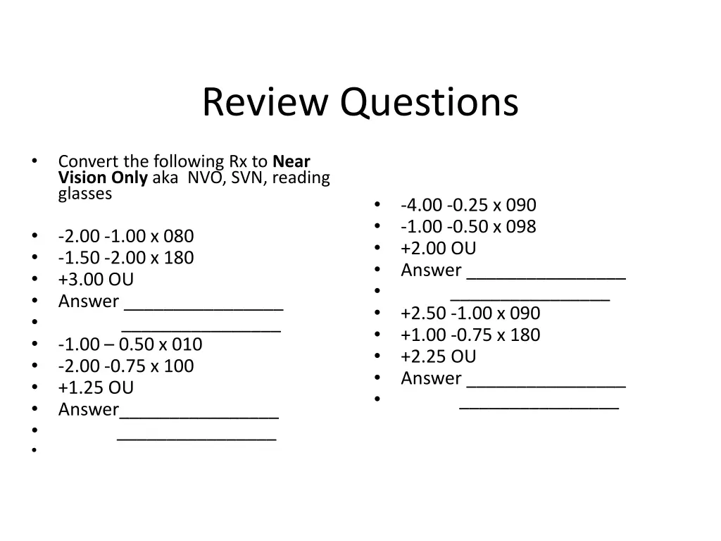 review questions