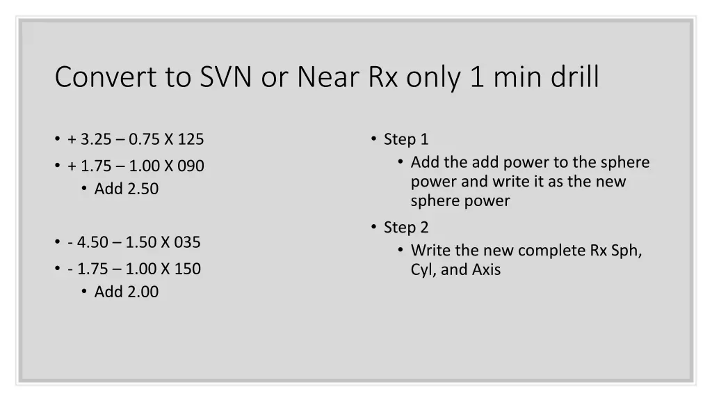 convert to svn or near rx only 1 min drill