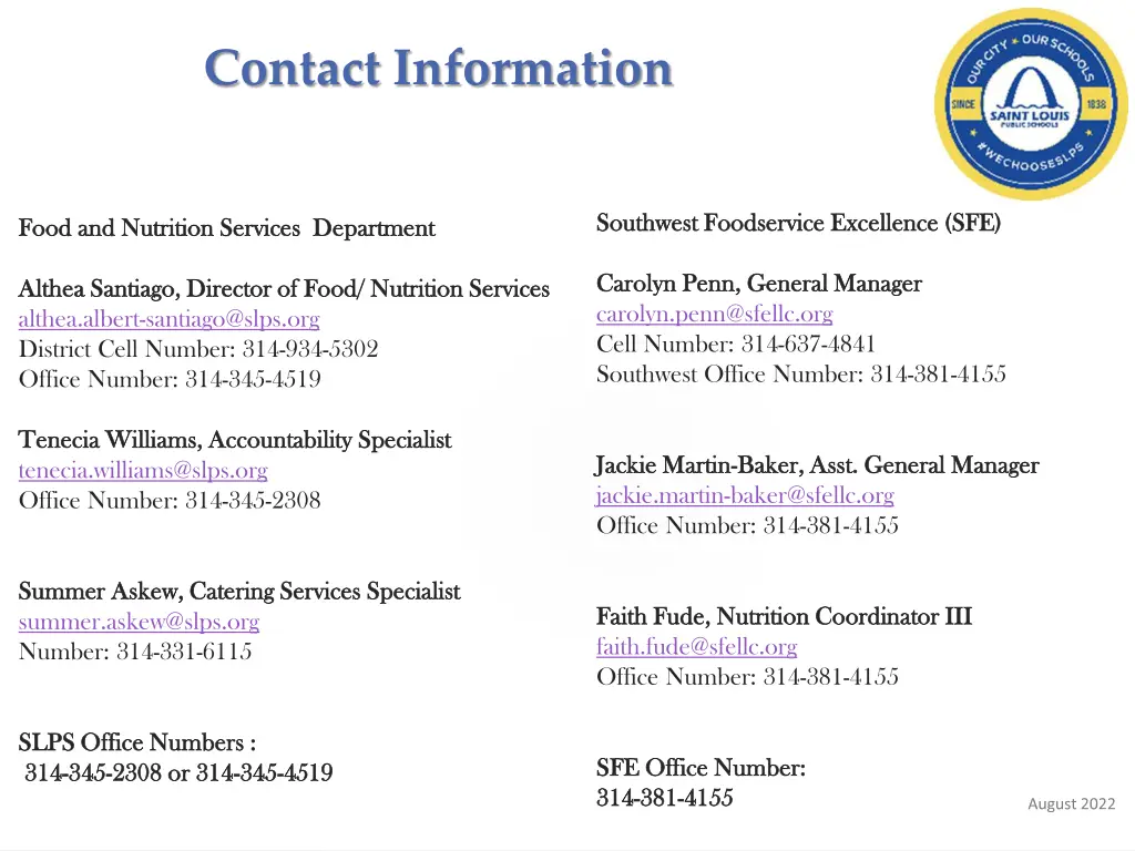 contact information
