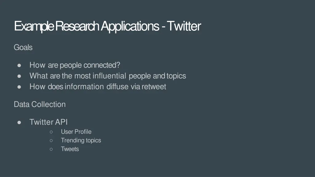 example research applications twitter