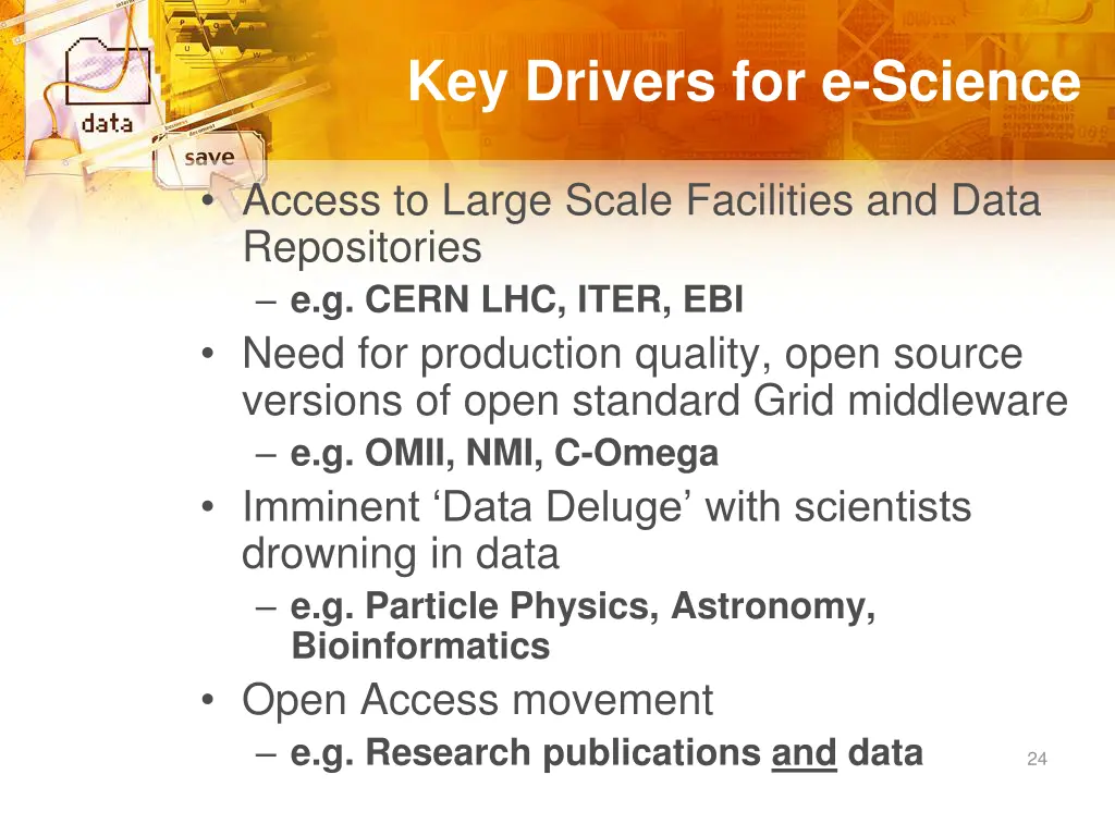 key drivers for e science