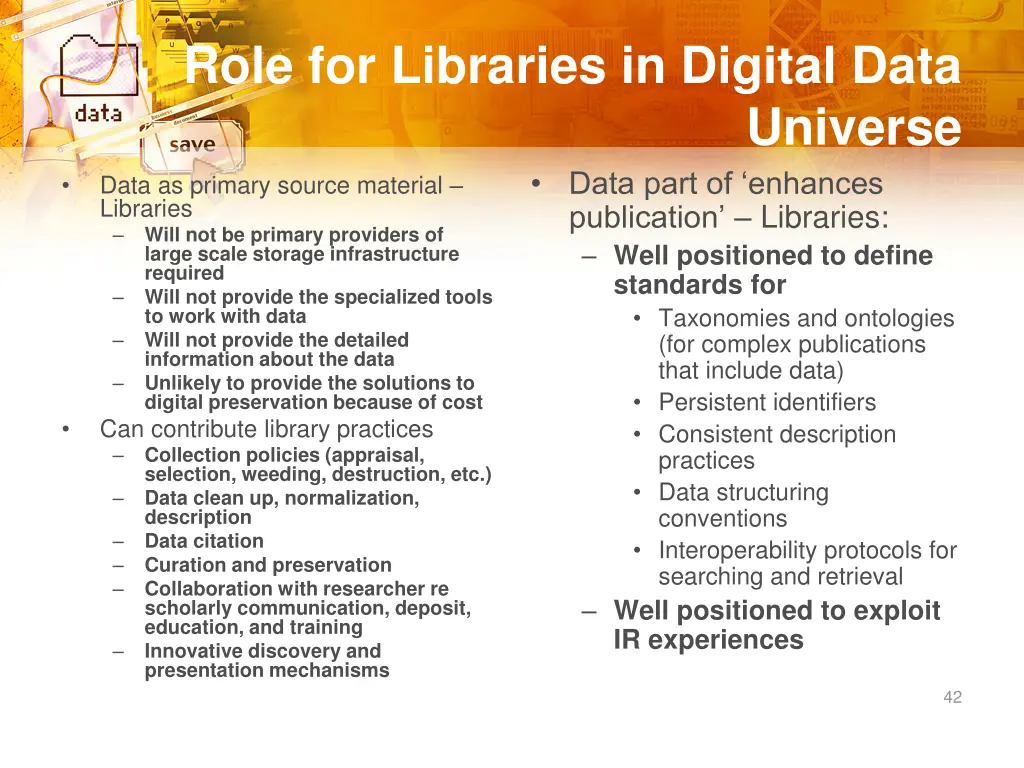 role for libraries in digital data