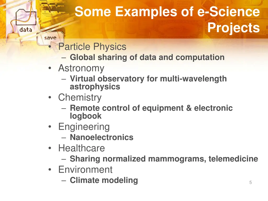 some examples of e science